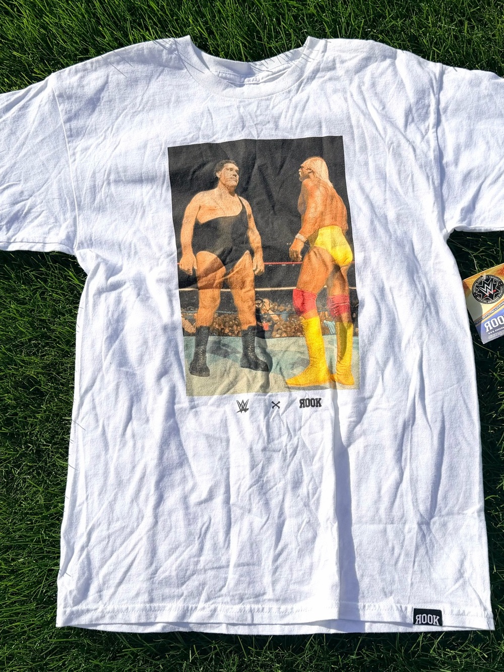 ROOK WWE Classic White Graphic Men's T-Shirt - Hulk Hogan vs Andre